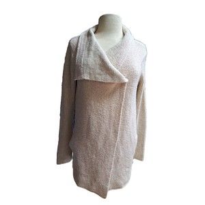 Anthropologie La Fee Verte Women's M L Draped Open Front Cardigan Sweater Cream